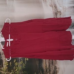 Maurices Womens 2X sleeveless burgundy ruffled flowy dressy lace tank top